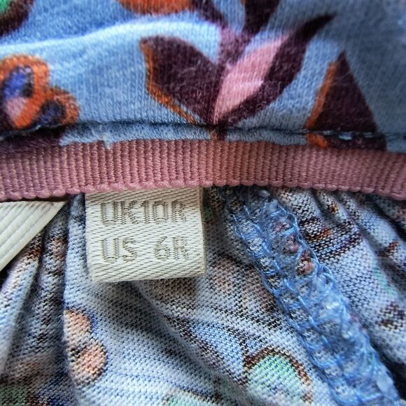 Boden Top Size 6 Blue Paisley Floral Mixed Prints Button-Up Bobble Trim Cotton - Picture 15 of 16